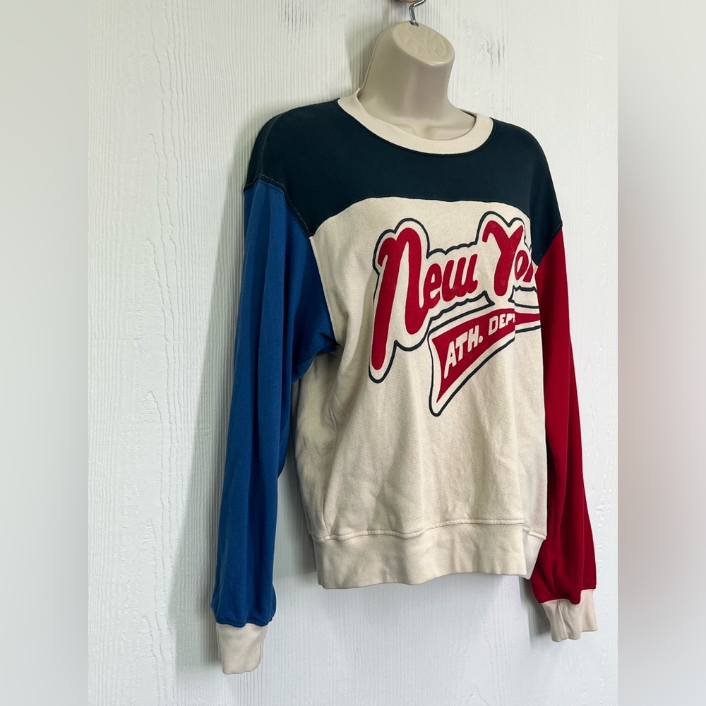 Free People -DayDreamer New York Athletic Dept Crewneck LongSleeve Sweatshirt XS - Picture 3 of 9